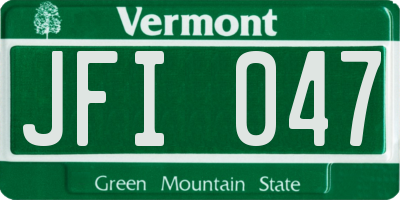 VT license plate JFI047