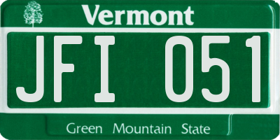 VT license plate JFI051