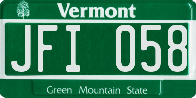 VT license plate JFI058