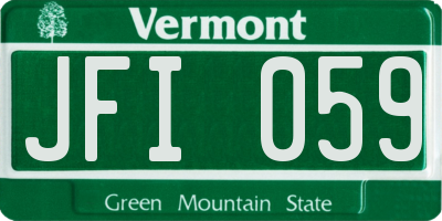 VT license plate JFI059