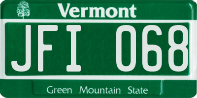 VT license plate JFI068
