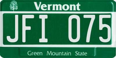 VT license plate JFI075