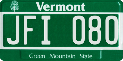 VT license plate JFI080
