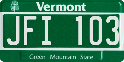 VT license plate JFI103