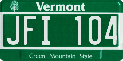 VT license plate JFI104