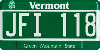 VT license plate JFI118