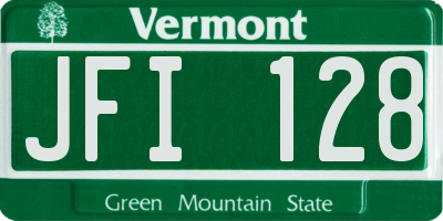 VT license plate JFI128