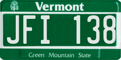 VT license plate JFI138
