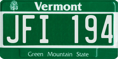 VT license plate JFI194