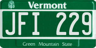 VT license plate JFI229