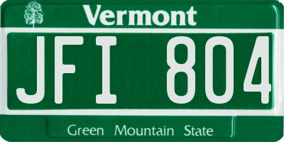 VT license plate JFI804