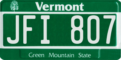 VT license plate JFI807