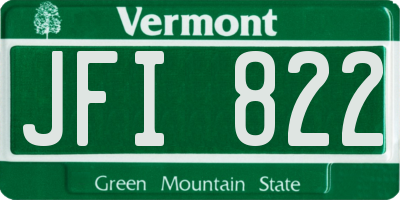 VT license plate JFI822