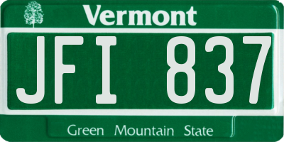 VT license plate JFI837