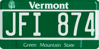 VT license plate JFI874