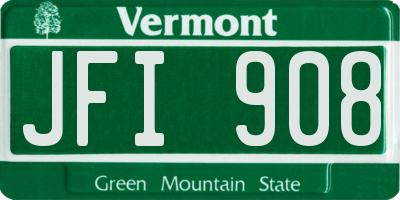 VT license plate JFI908