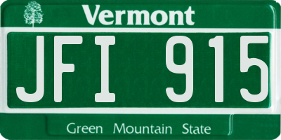 VT license plate JFI915