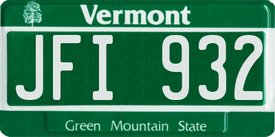 VT license plate JFI932