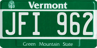 VT license plate JFI962
