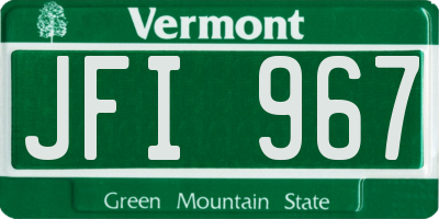 VT license plate JFI967