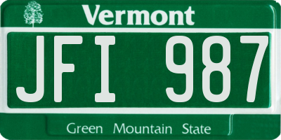 VT license plate JFI987