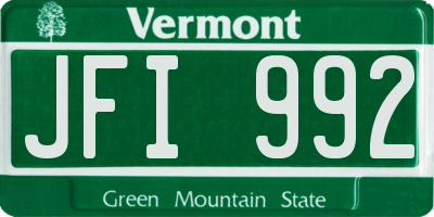 VT license plate JFI992