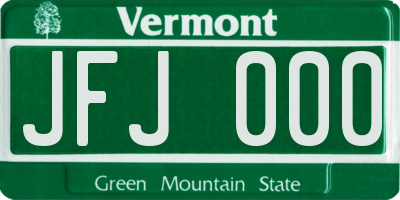 VT license plate JFJ000