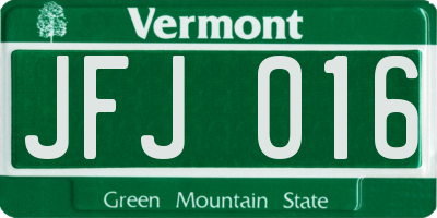 VT license plate JFJ016