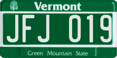 VT license plate JFJ019