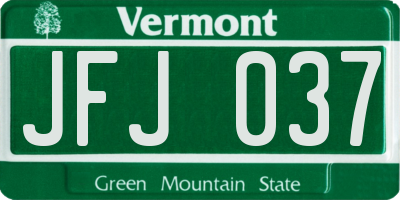 VT license plate JFJ037