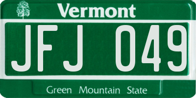 VT license plate JFJ049