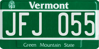 VT license plate JFJ055