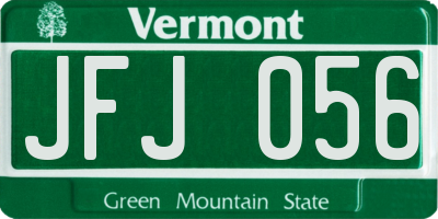 VT license plate JFJ056