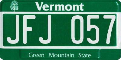 VT license plate JFJ057