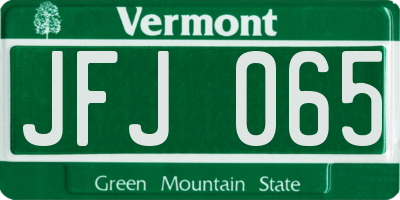 VT license plate JFJ065