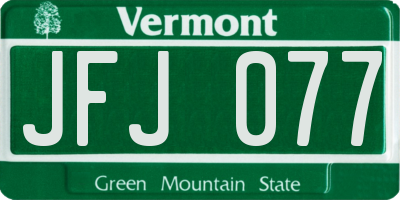 VT license plate JFJ077