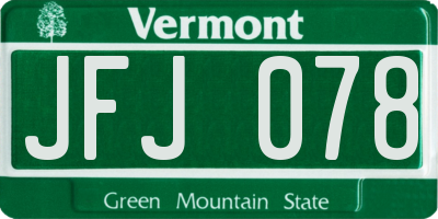 VT license plate JFJ078