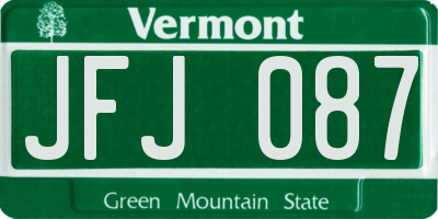 VT license plate JFJ087