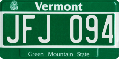 VT license plate JFJ094