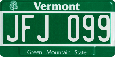 VT license plate JFJ099