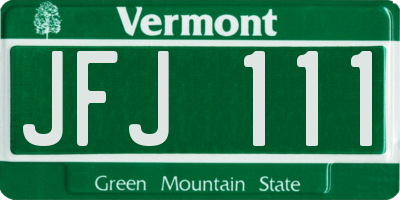 VT license plate JFJ111
