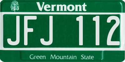 VT license plate JFJ112