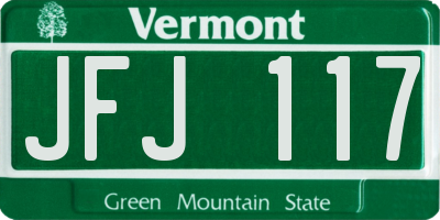 VT license plate JFJ117