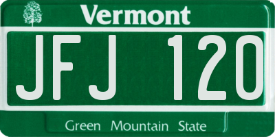 VT license plate JFJ120