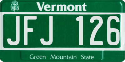 VT license plate JFJ126