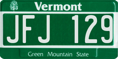 VT license plate JFJ129