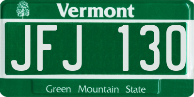 VT license plate JFJ130