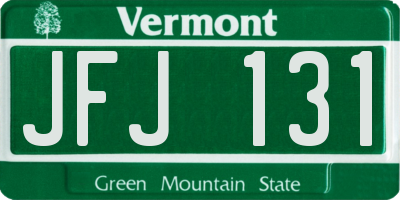 VT license plate JFJ131