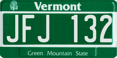 VT license plate JFJ132