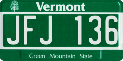VT license plate JFJ136